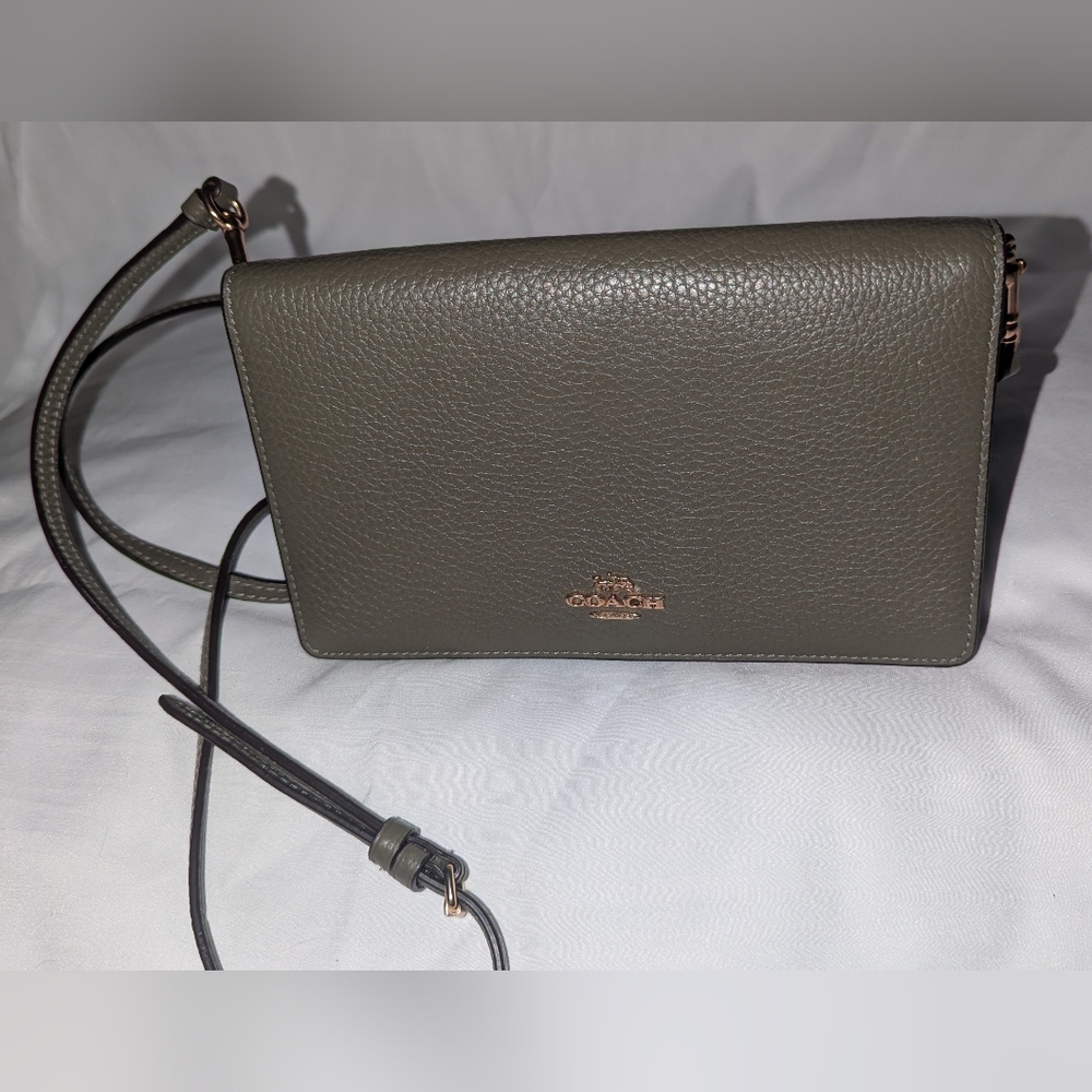 Coach Anna Green Foldover Crossbody Clutch Bag. 3037